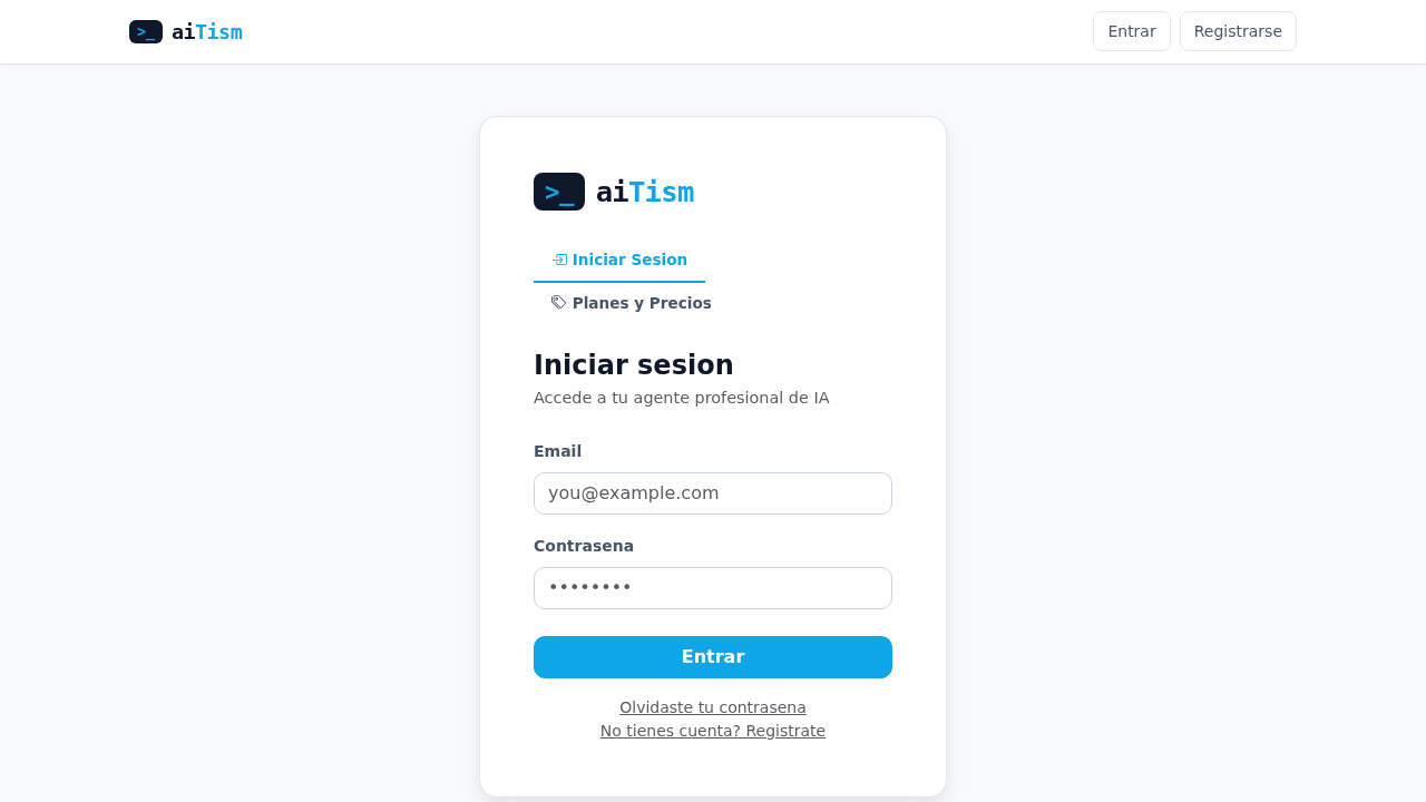 Pantalla de login de aiTism